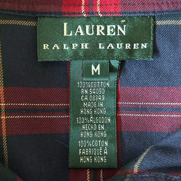 Lauren Ralph Lauren plaid button up ruffle front cotton academia preppy fall M - Picture 13 of 13